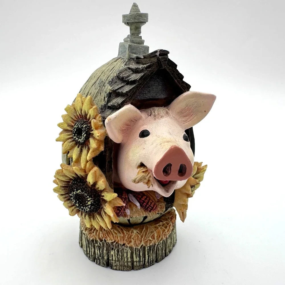 Herrero Sunny Side Up Pig Figurine Hand Painted Limited Edition Farmhouse Decor